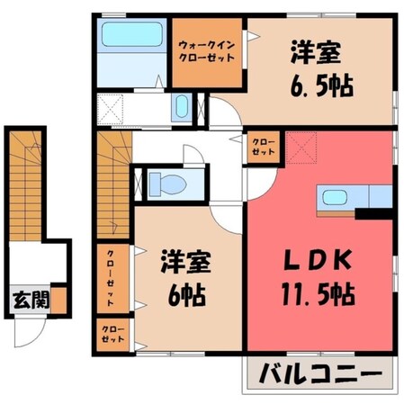 真岡駅 徒歩15分 2階の物件間取画像